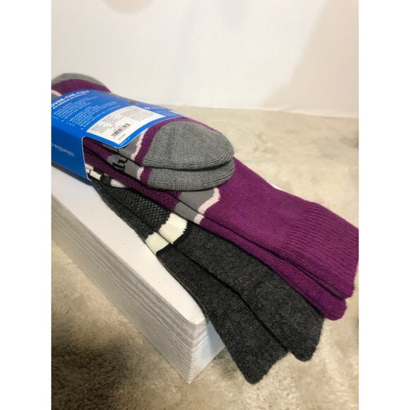 Columbia Ski Socks Womens Over The Calf 2 PAIRS Wool Blend Small Moisture Wickin - Picture 4 of 9